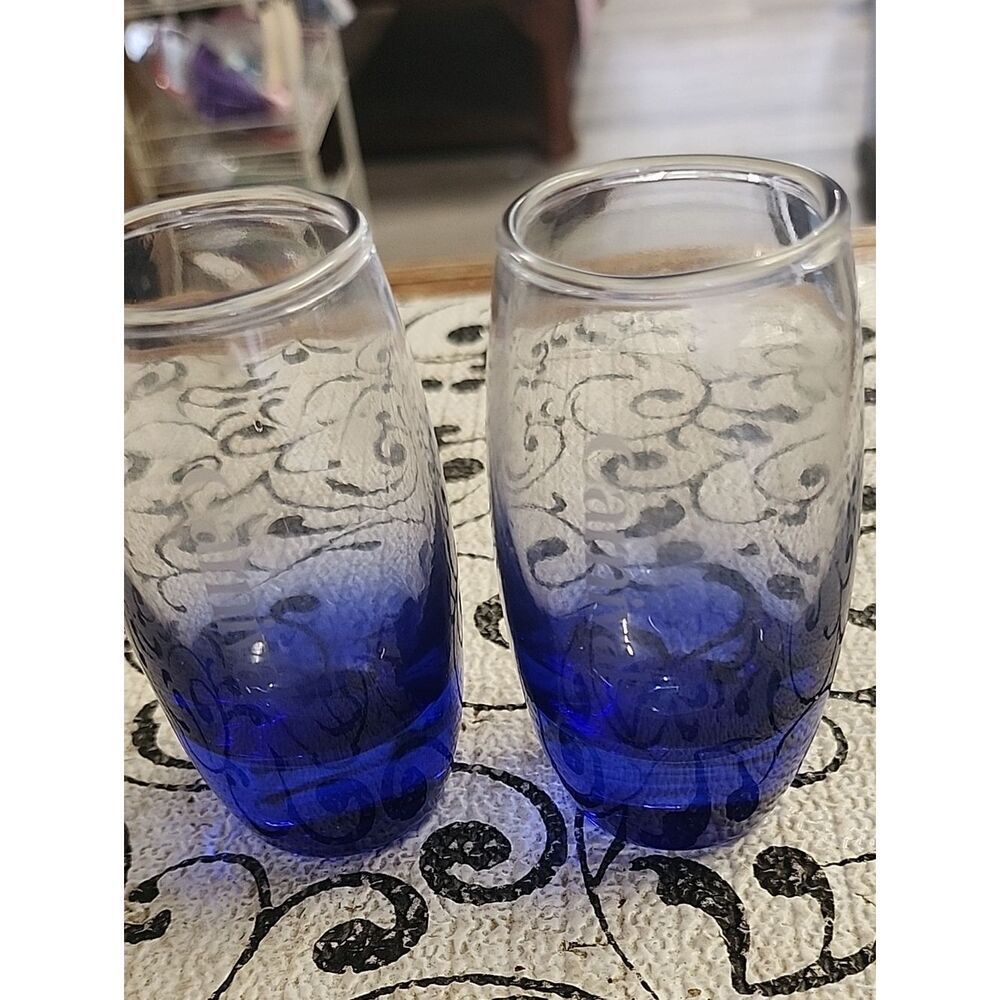 Set of 2  Canival Cruise Line Blue Ombre Shot Glasses